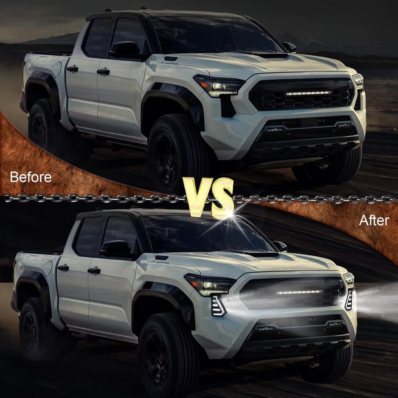 BINQIGOO LED Front Bumper Fog Lights White DRL Daytime Running Lamp Amber Turn Signal Light Assembly Compatible With Toyota Tacoma 2024 2025 Accessories - Image 4